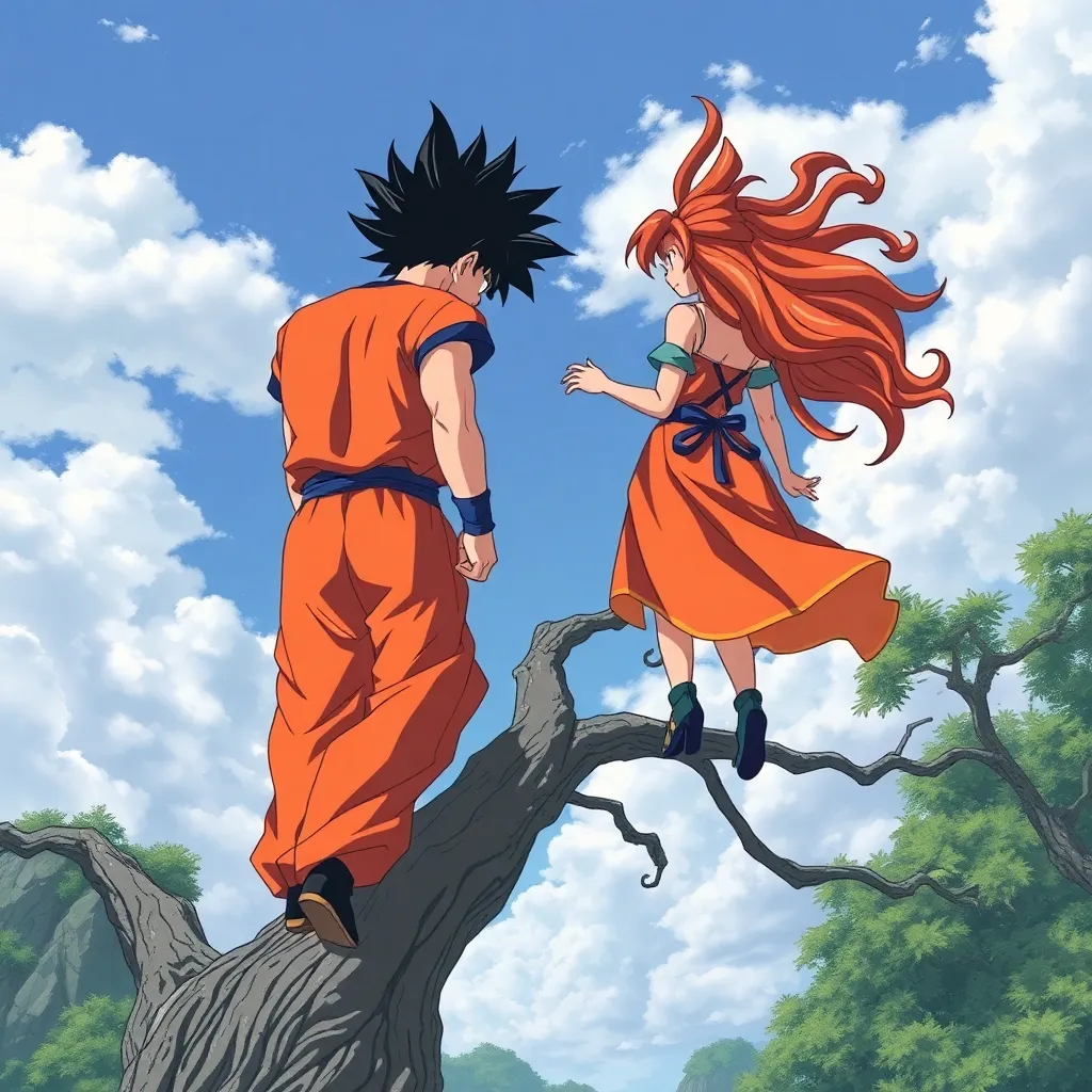 goku and girlfirend on tree